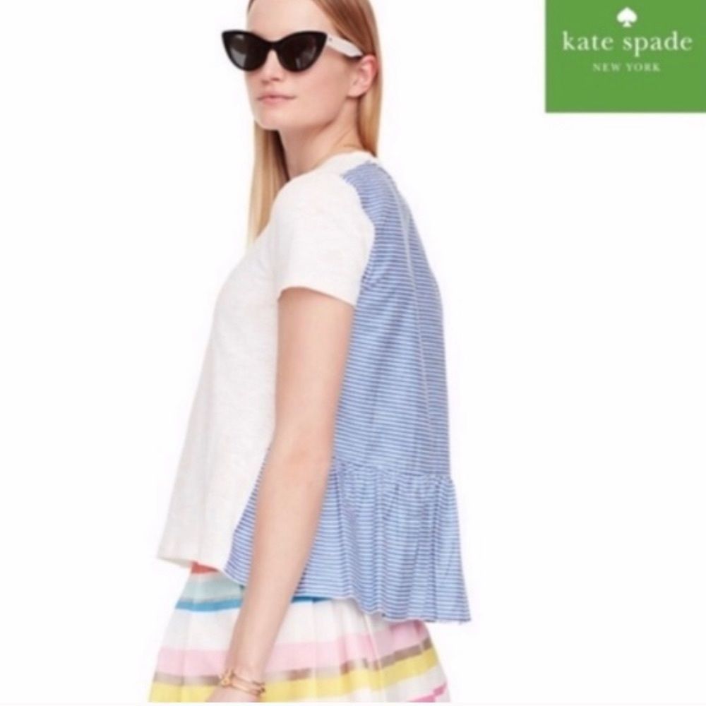 Kate Spade Broome Street Tee Striped Peplum Back